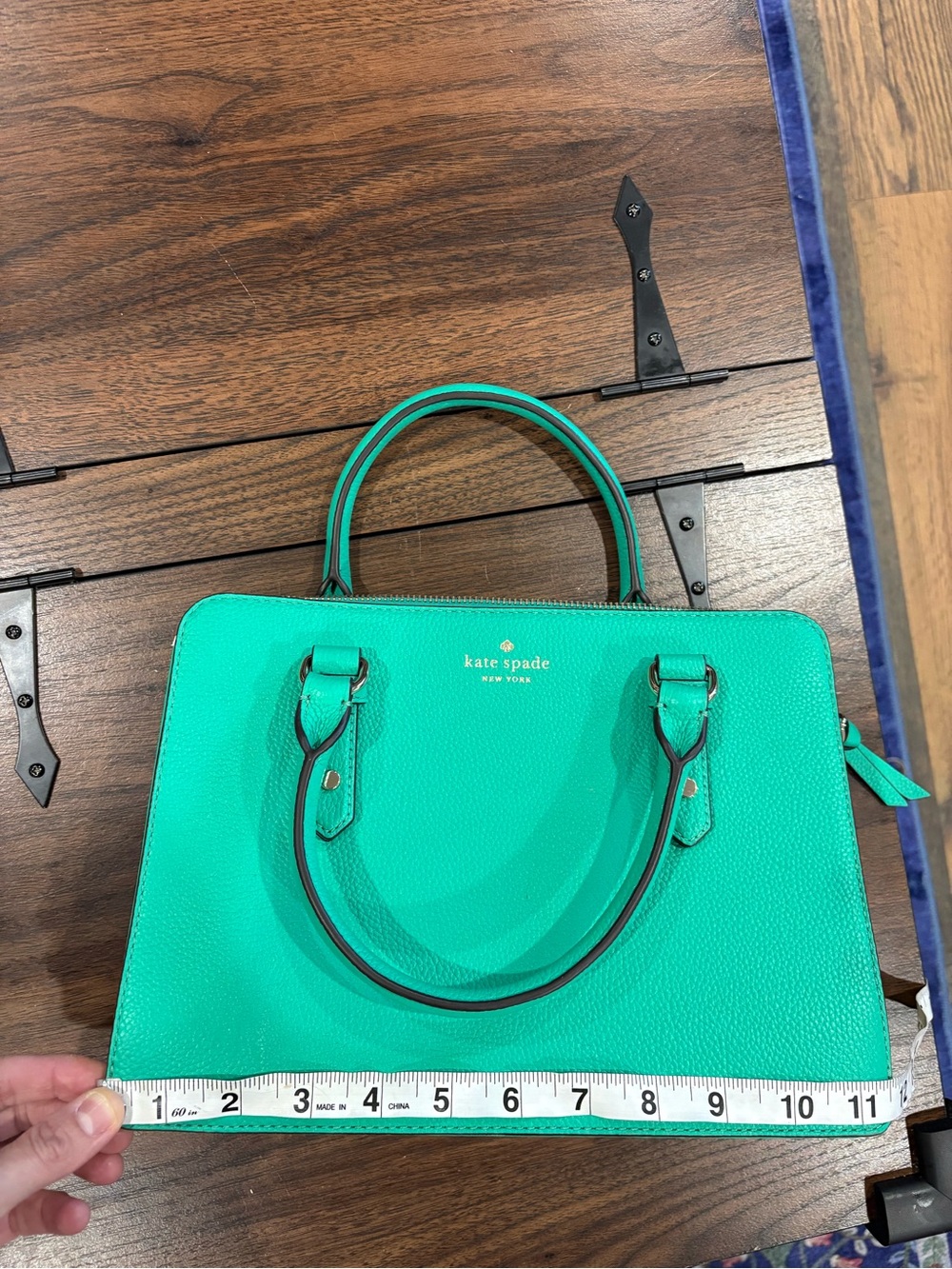 kate spade Turquoise pebbled Leather Structured Satchel - Picture 10 of 12